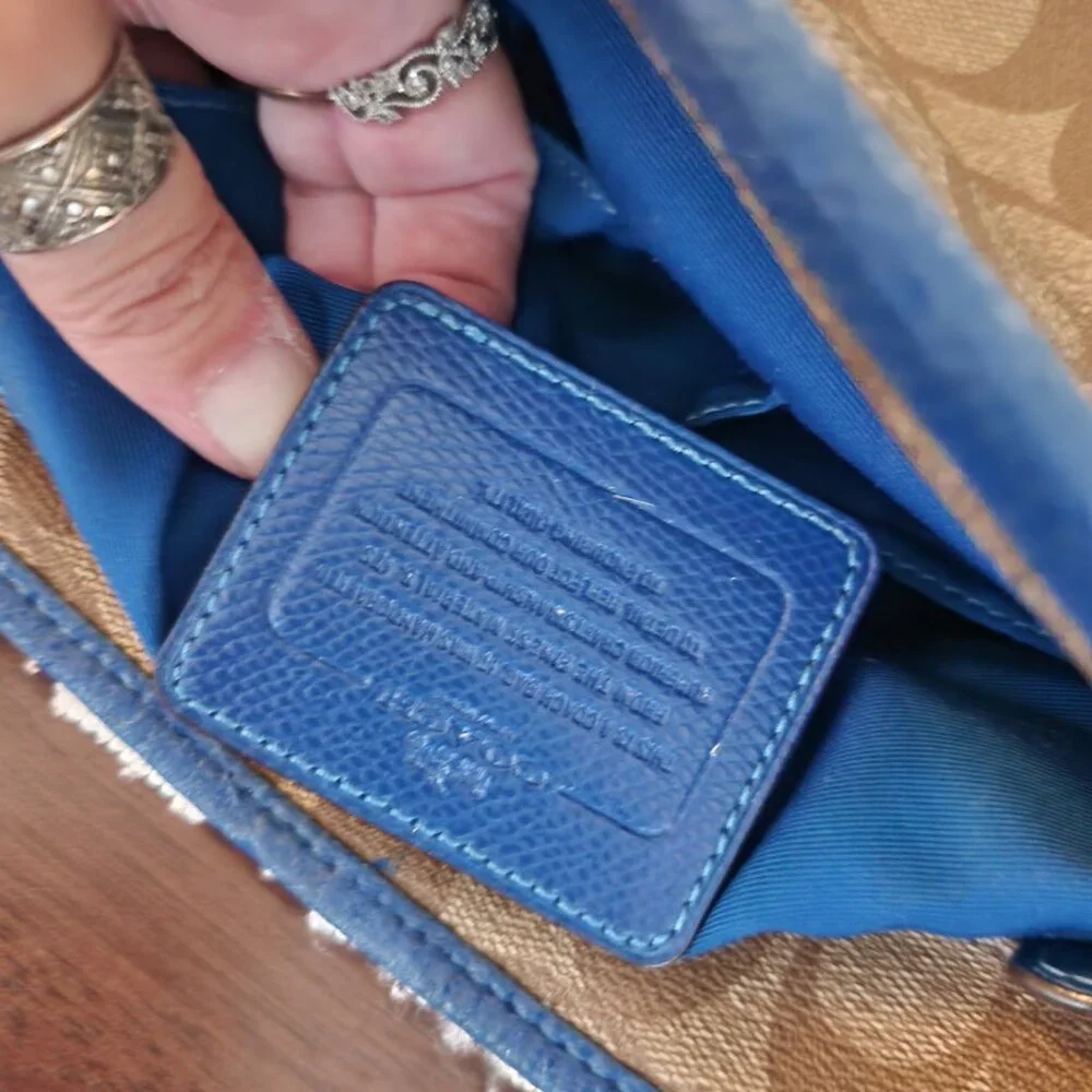 Like New Coach Signature Blue Outline Satchel Tote Bag